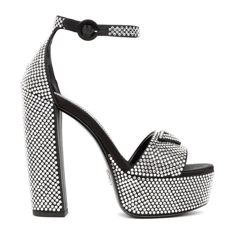 prada jacquard checkered platform sandal|prada high heeled sandals.